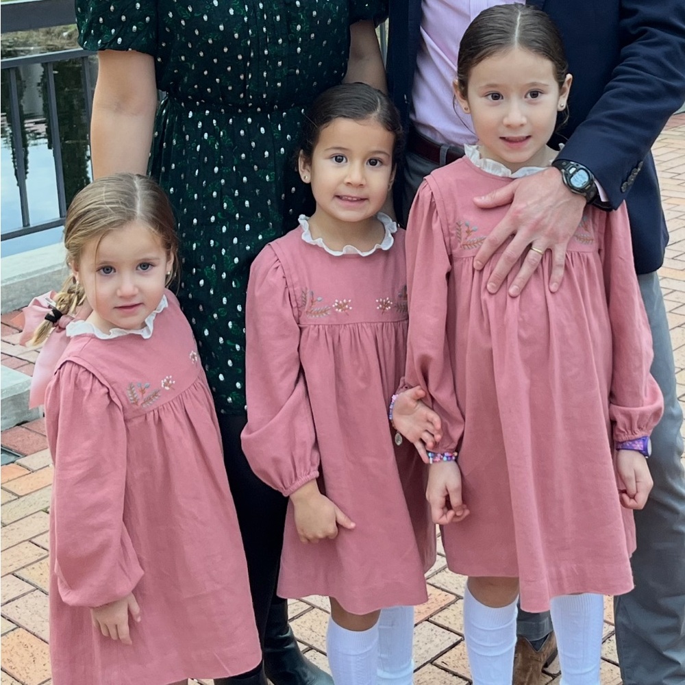 Embroidered Pink Kids Dress